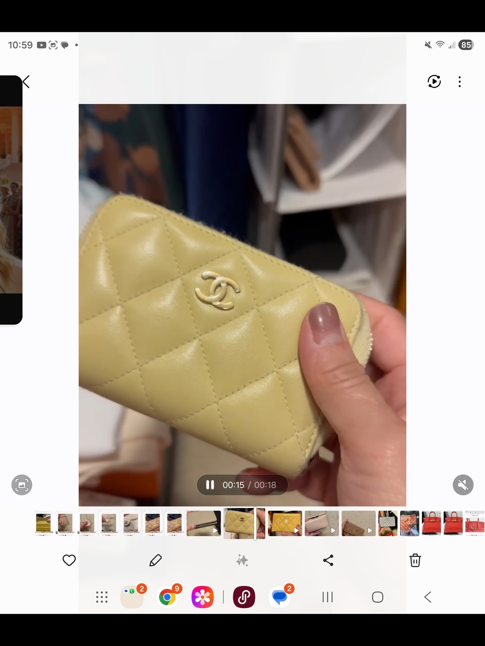 CHANEL Yellow Quilted Mini Pouch